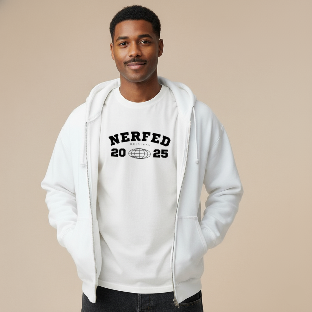 NERFED - White Zip Hoodie
