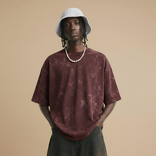 NFD PREMIUM | Acid Maroon Oversized Tee