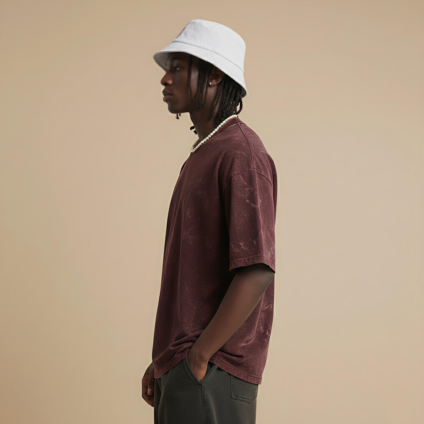 NFD PREMIUM | Acid Maroon Oversized Tee