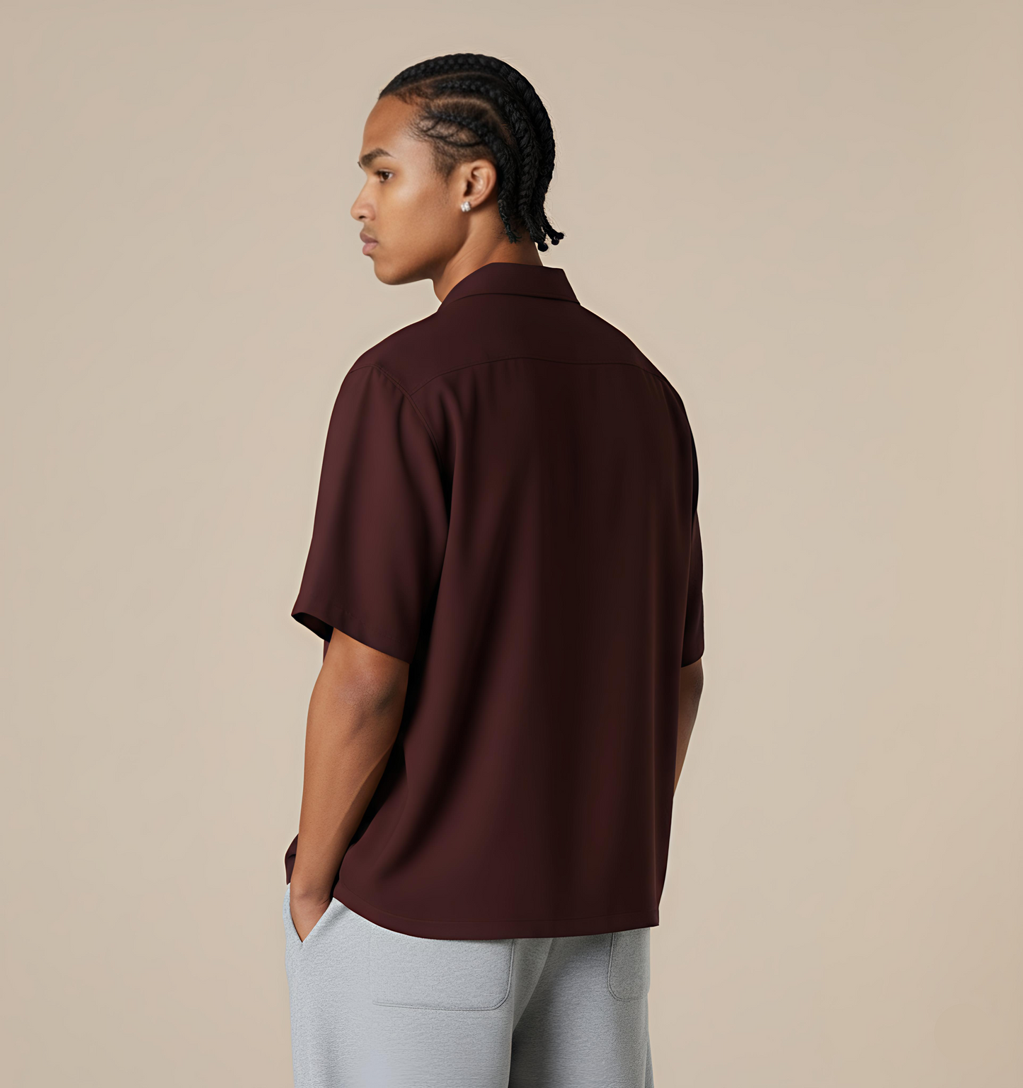 Solid Maroon Boxy fit Shirt