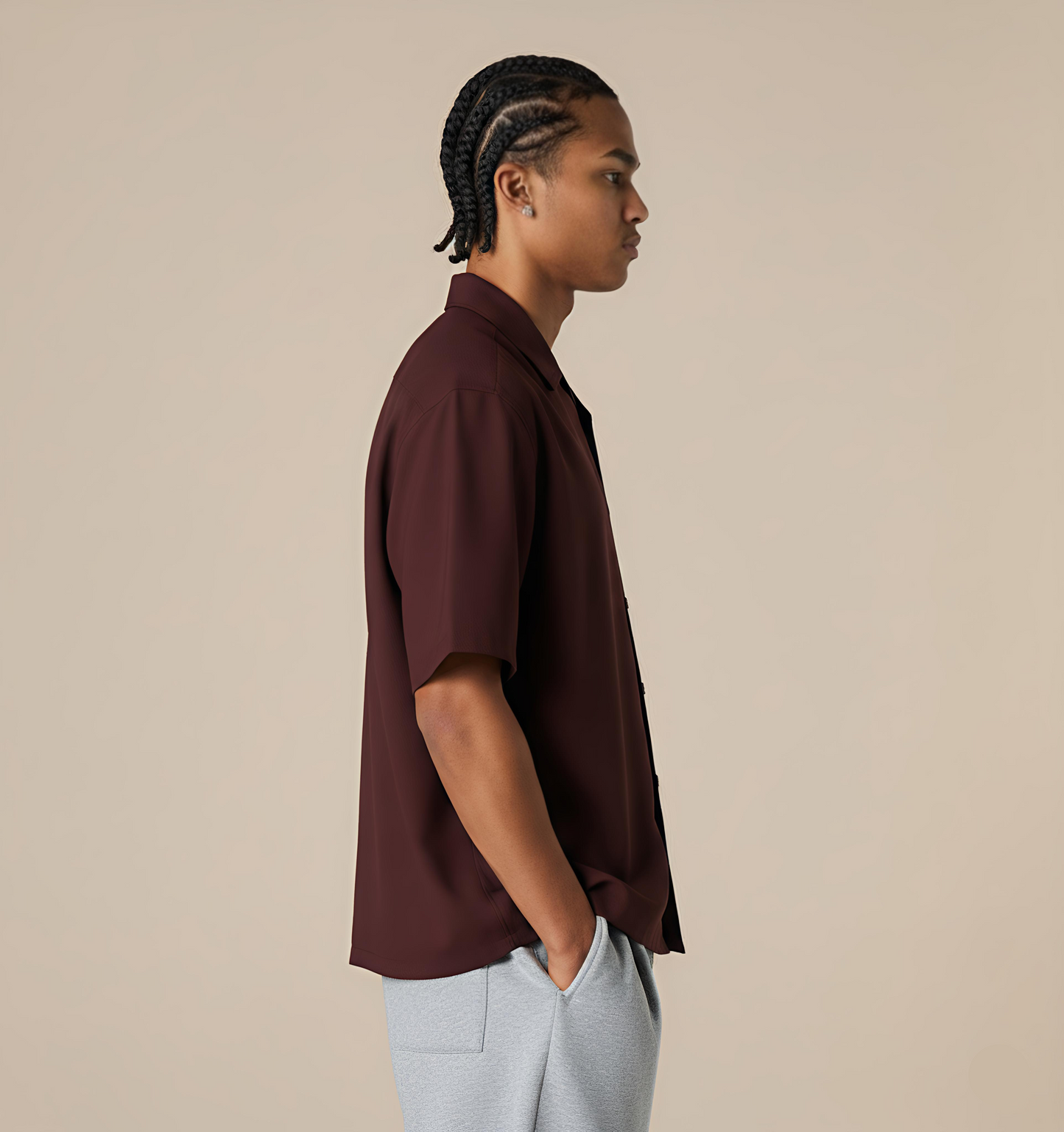 Solid Maroon Boxy fit Shirt