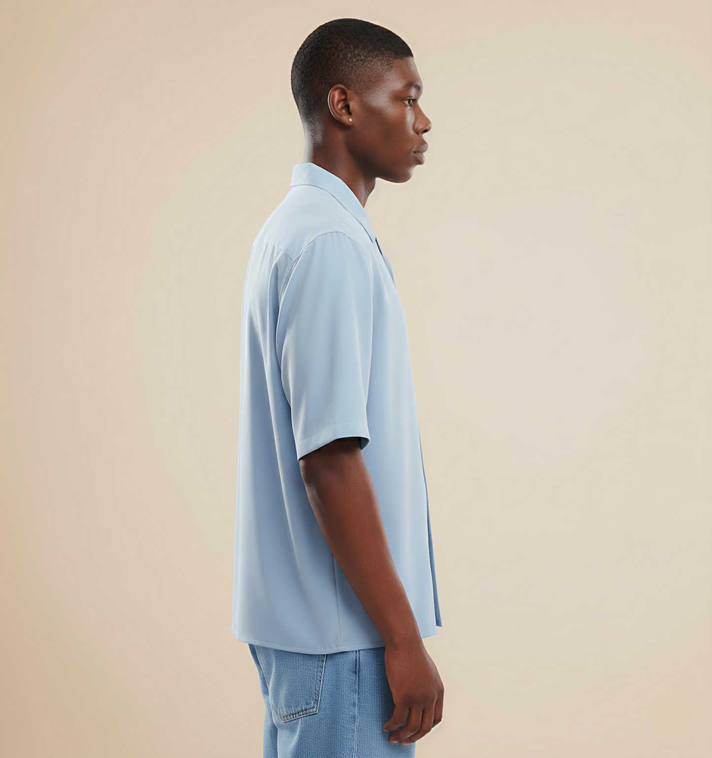 Solid Blue Boxy fit Shirt