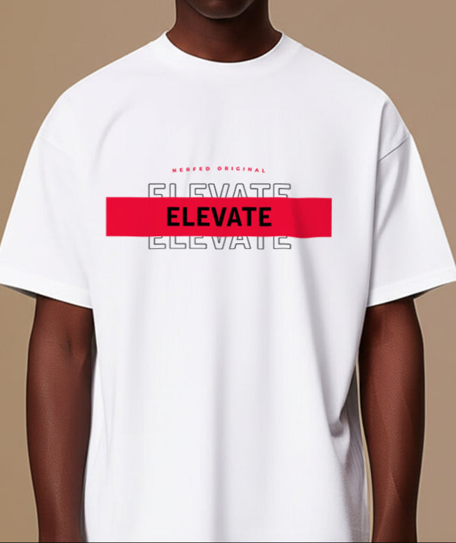 NERFED - RED ELEVATE | White Oversized T-Shirt