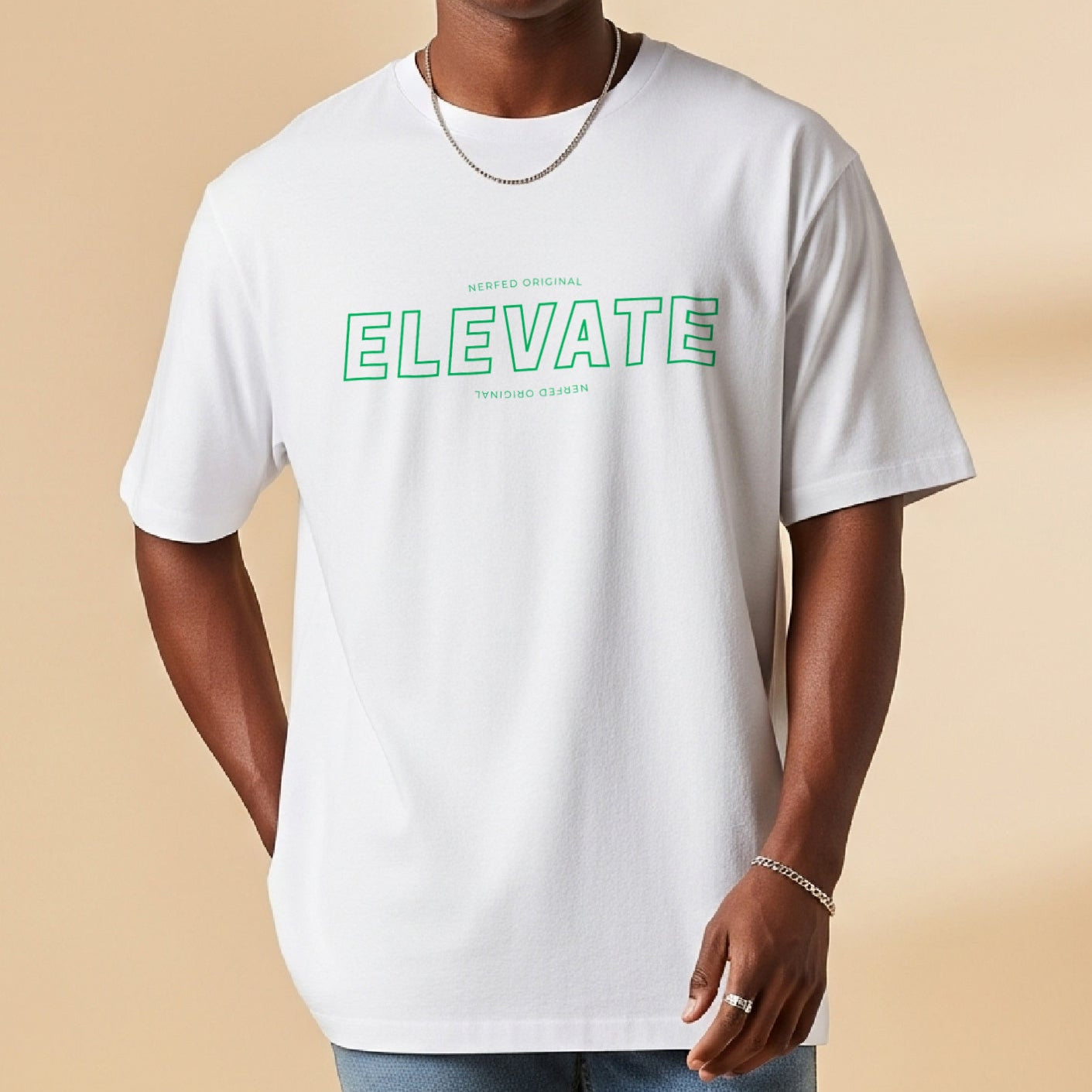 NERFED - ELEVATE | White Oversized Standard T-Shirt