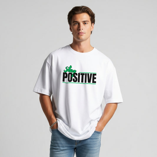 NERFED - STAY POSITIVE | White Oversized T-Shirt