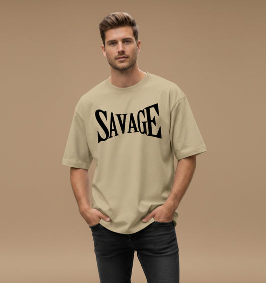 NERFED - SAVAGE | Beige Oversized Standard T-Shirt