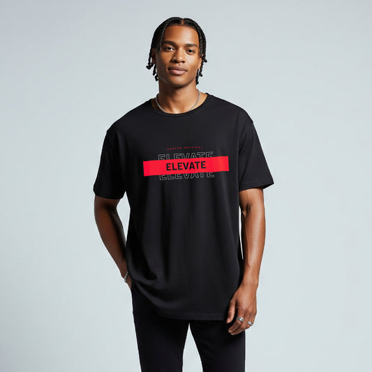 NERFED - RED ELEVATE | Black Oversized T-Shirt