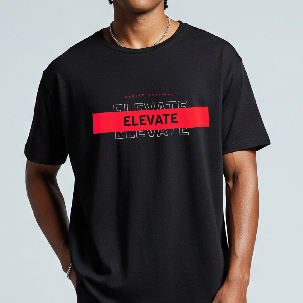 NERFED - RED ELEVATE | Black Oversized T-Shirt