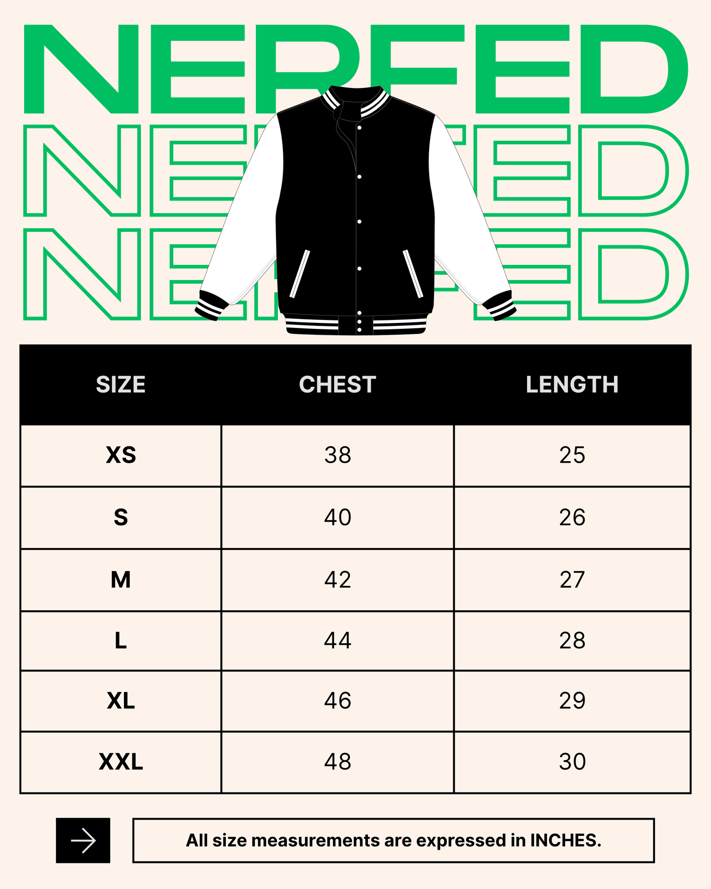 NERFED - Women's Black Varsity Jacket