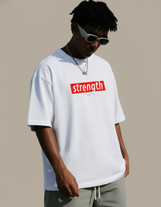 NERFED - Strength | White Oversized T-Shirt