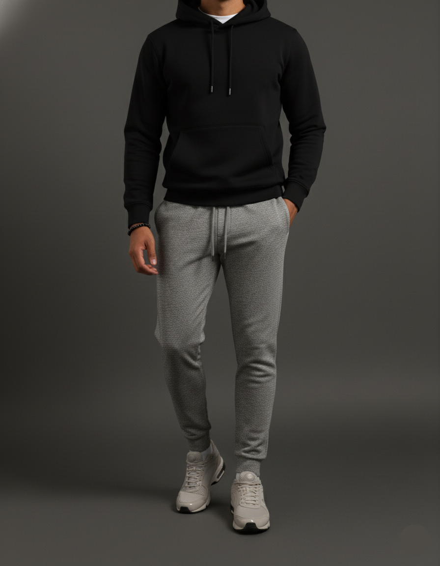 Mens Grey Melange Joggers