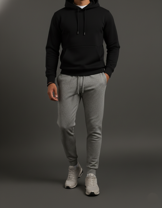 Mens Grey Melange Joggers