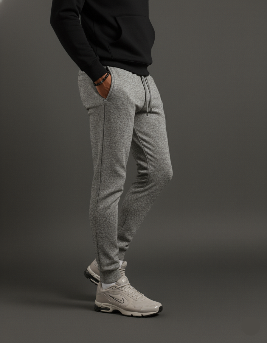 Mens Grey Melange Joggers
