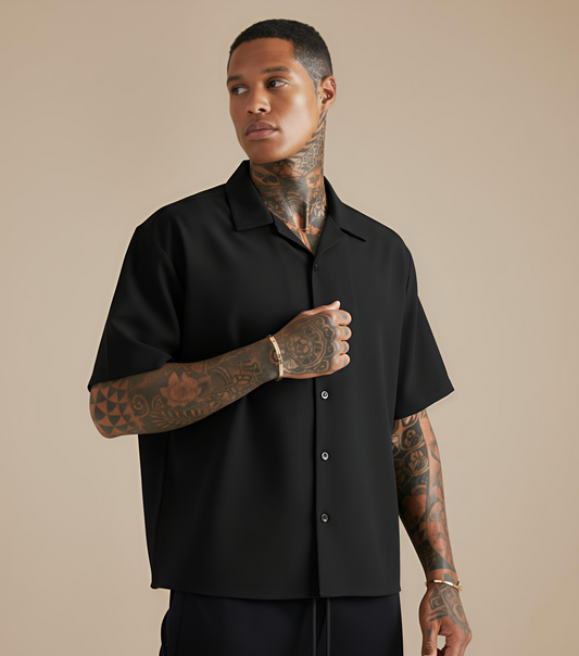 Solid Black Boxy fit Shirt