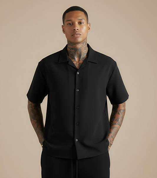 Solid Black Boxy fit Shirt