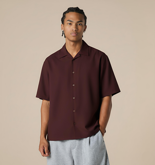 Solid Maroon Boxy fit Shirt