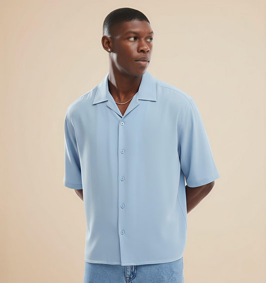 Solid Blue Boxy fit Shirt