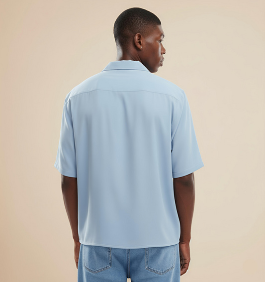 Solid Blue Boxy fit Shirt