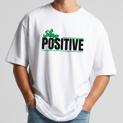 NERFED - STAY POSITIVE | White Oversized T-Shirt